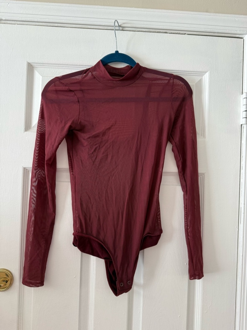 Hollister Burgundy Long Sleeve Mesh Bodysuit